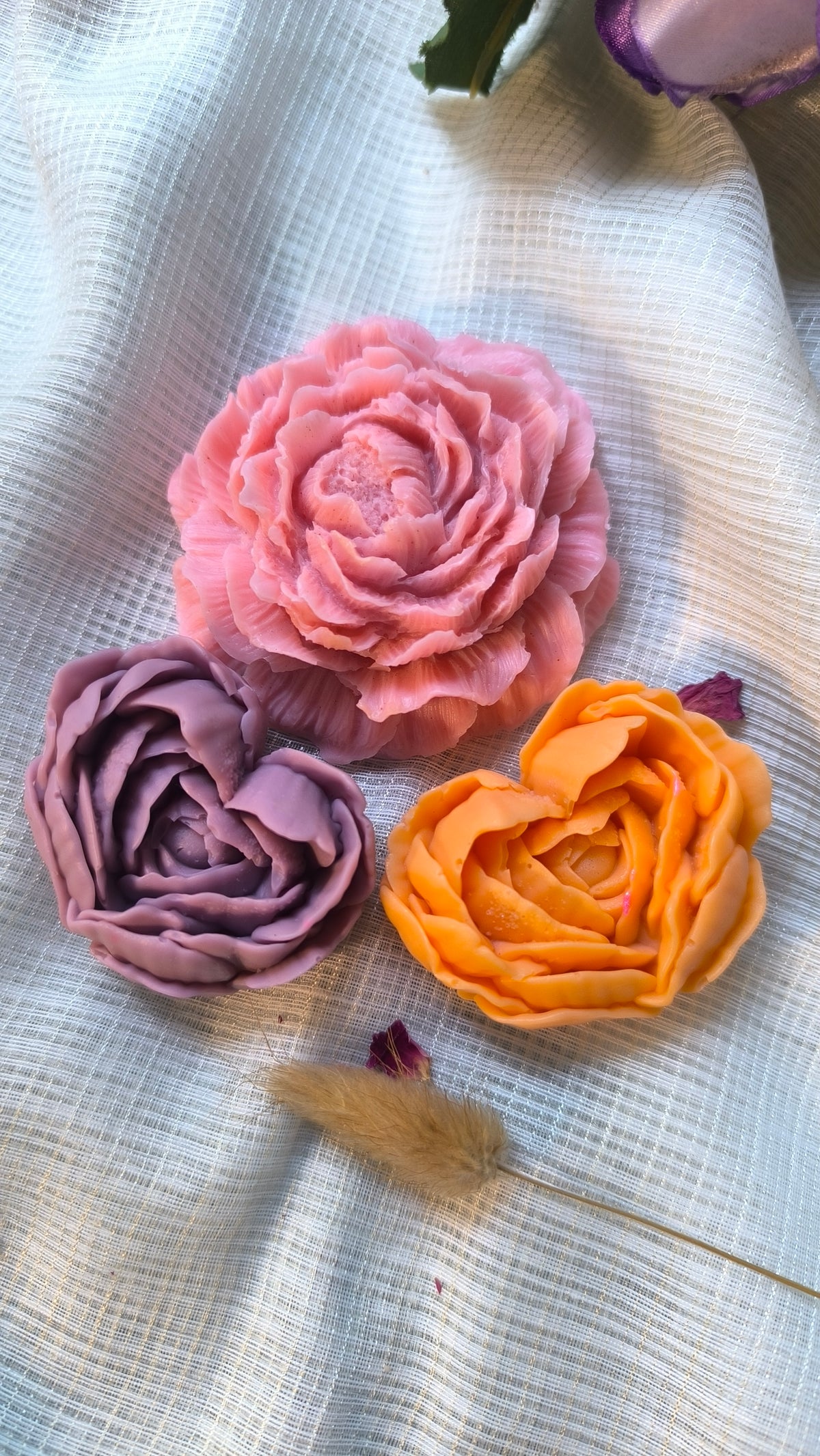 LYNS Diwali Rose Soap Collection โ Set of 3 Handcrafted Shea Butter Rose Soaps