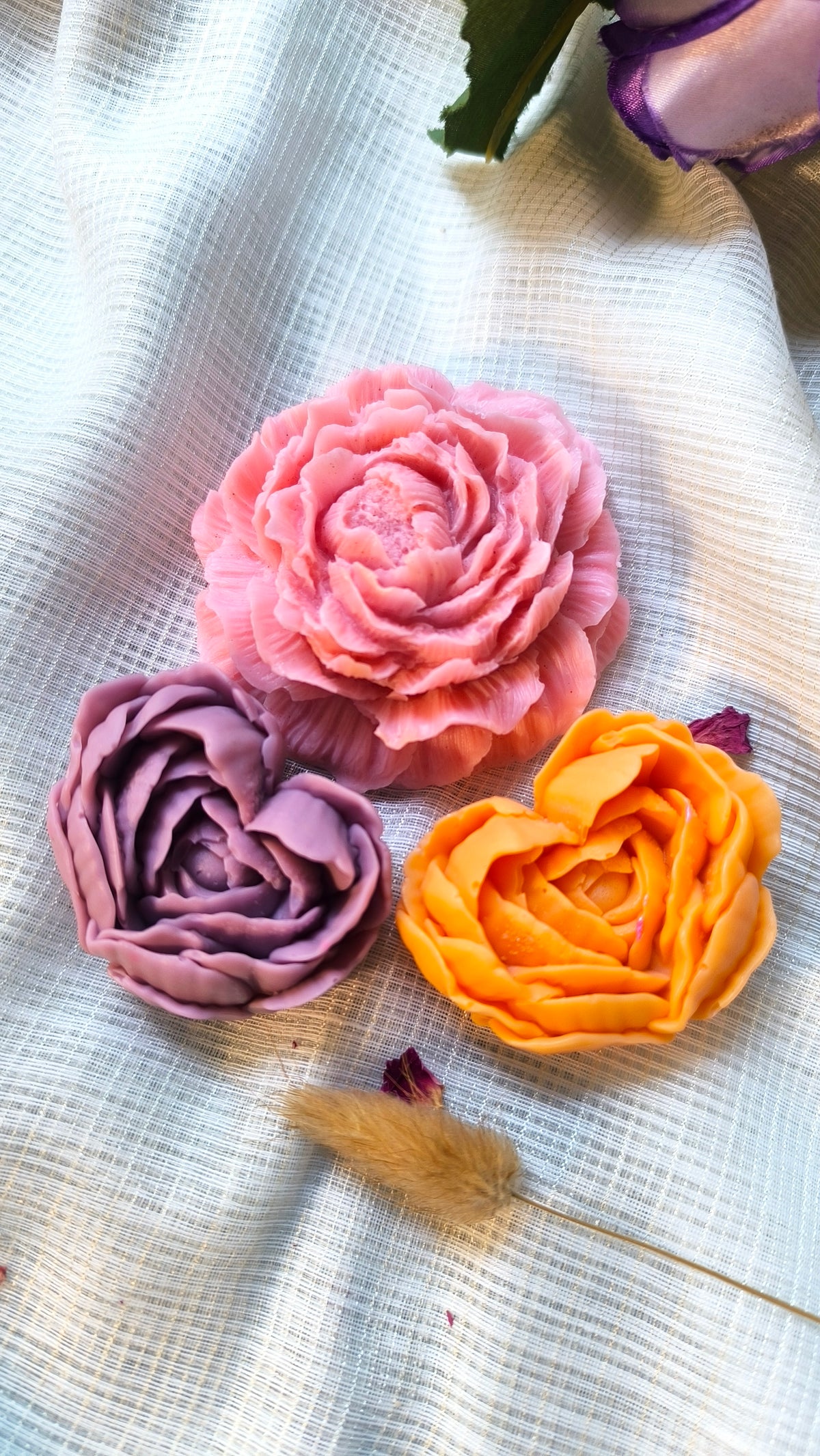 LYNS Diwali Rose Soap Collection โ Set of 3 Handcrafted Shea Butter Rose Soaps