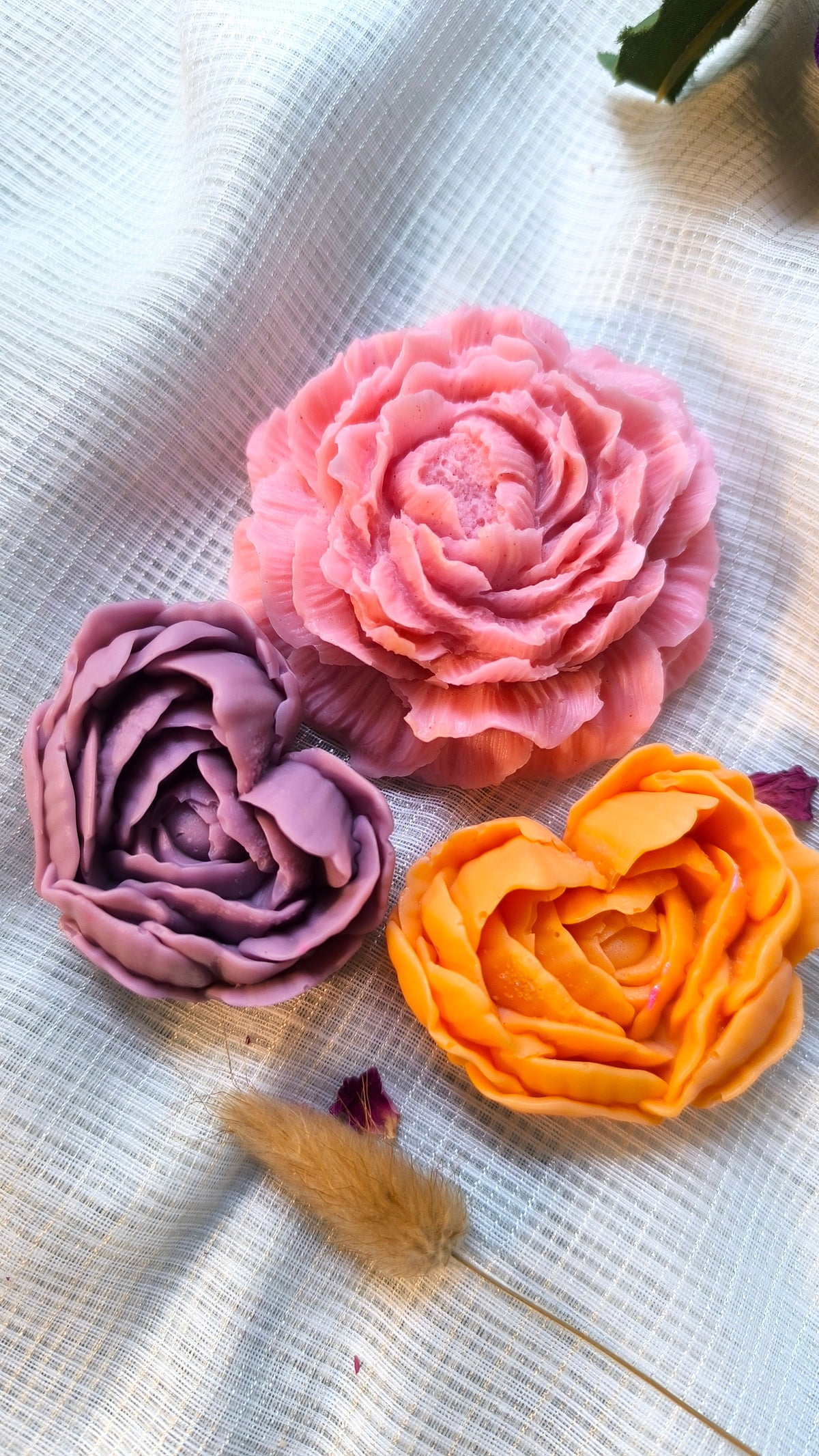 LYNS Diwali Rose Soap Collection – Set of 3 Handcrafted Shea Butter Rose Soaps